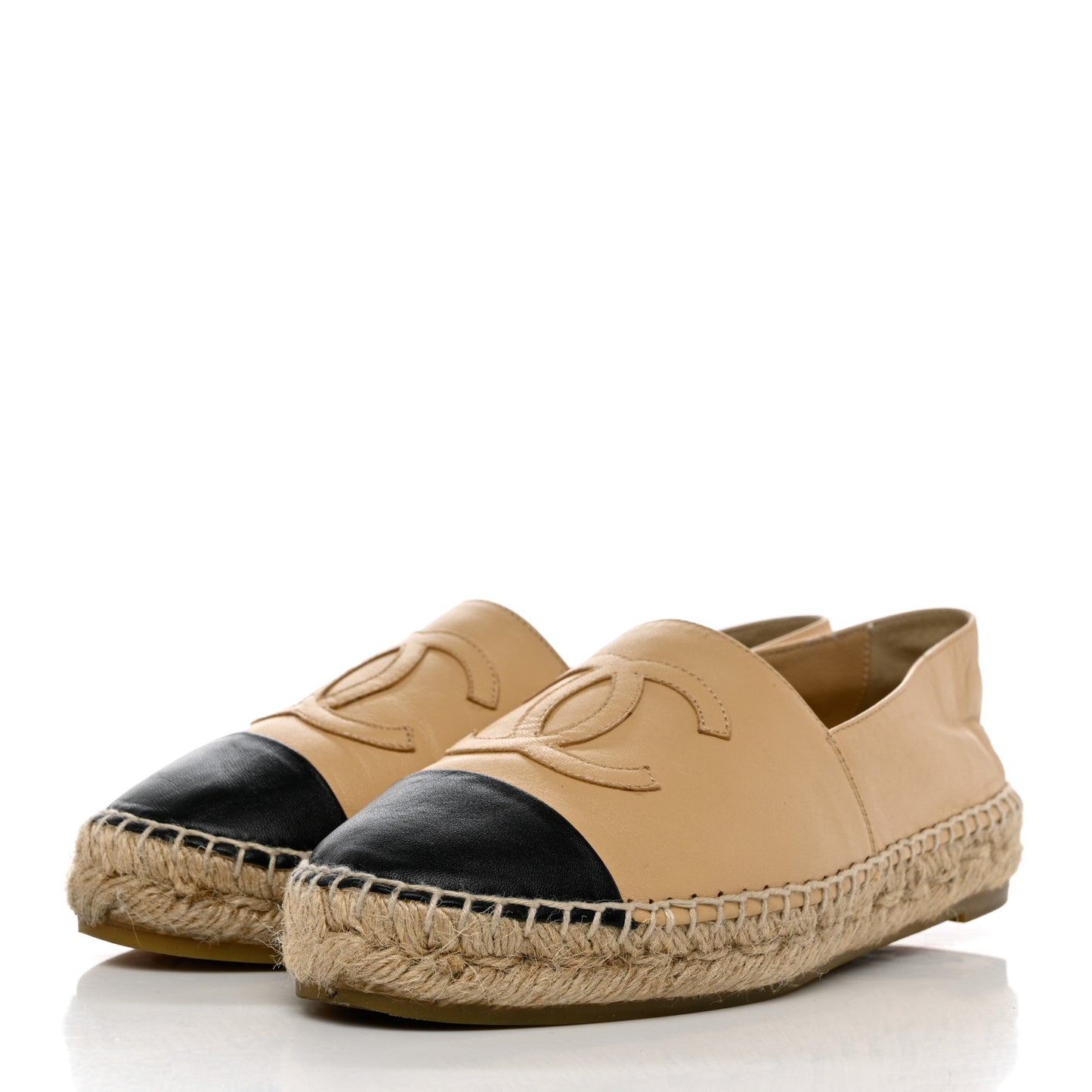 Lambskin CC Espadrilles 35 Beige Black