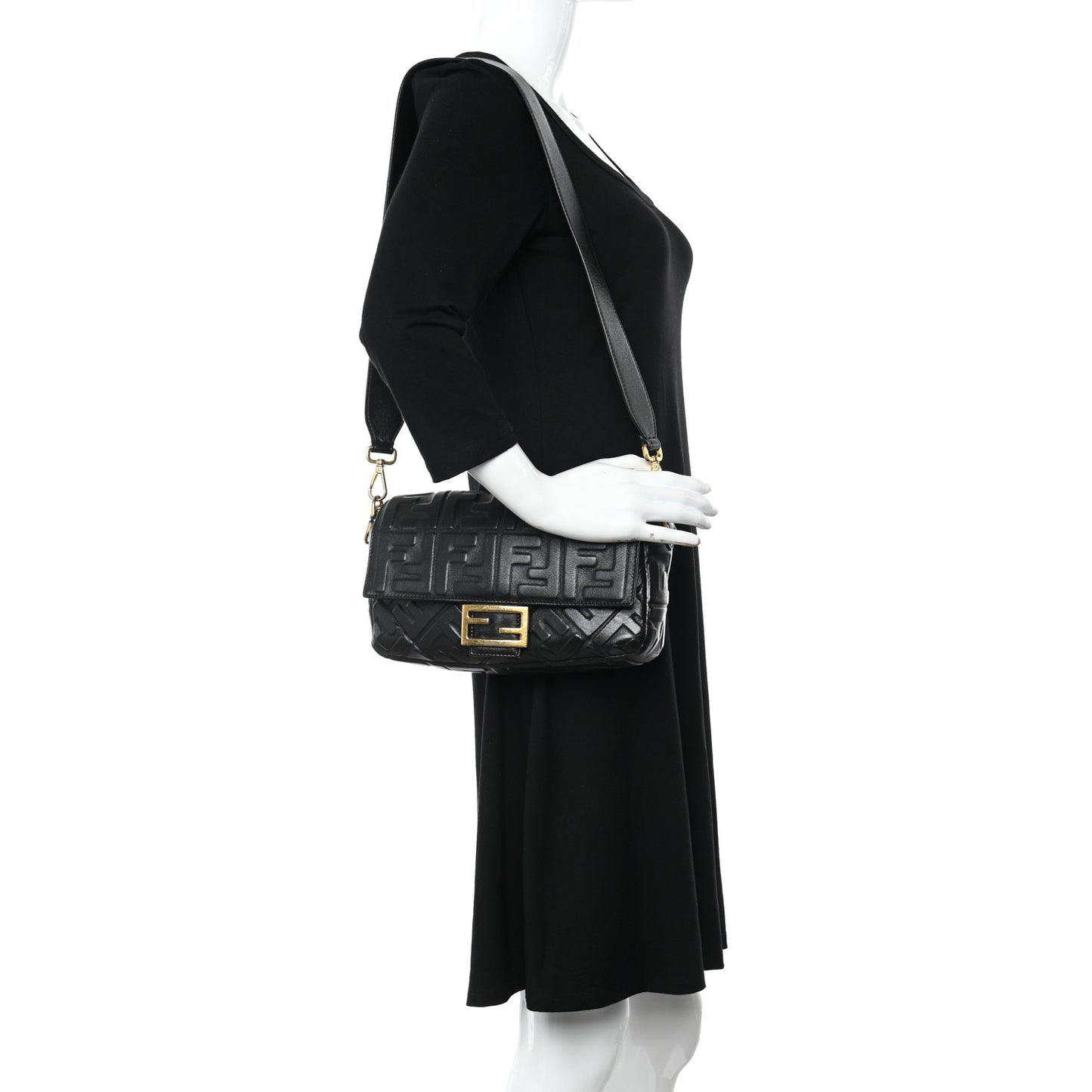 Nappa FF 1974 Embossed Baguette Black