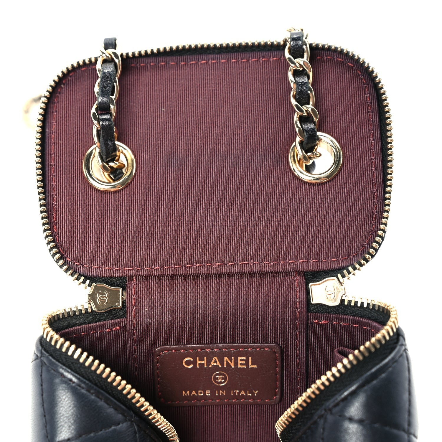 Chanel Lambskin Quilted Mini Vanity Case With Chain  Black 5 of 10
