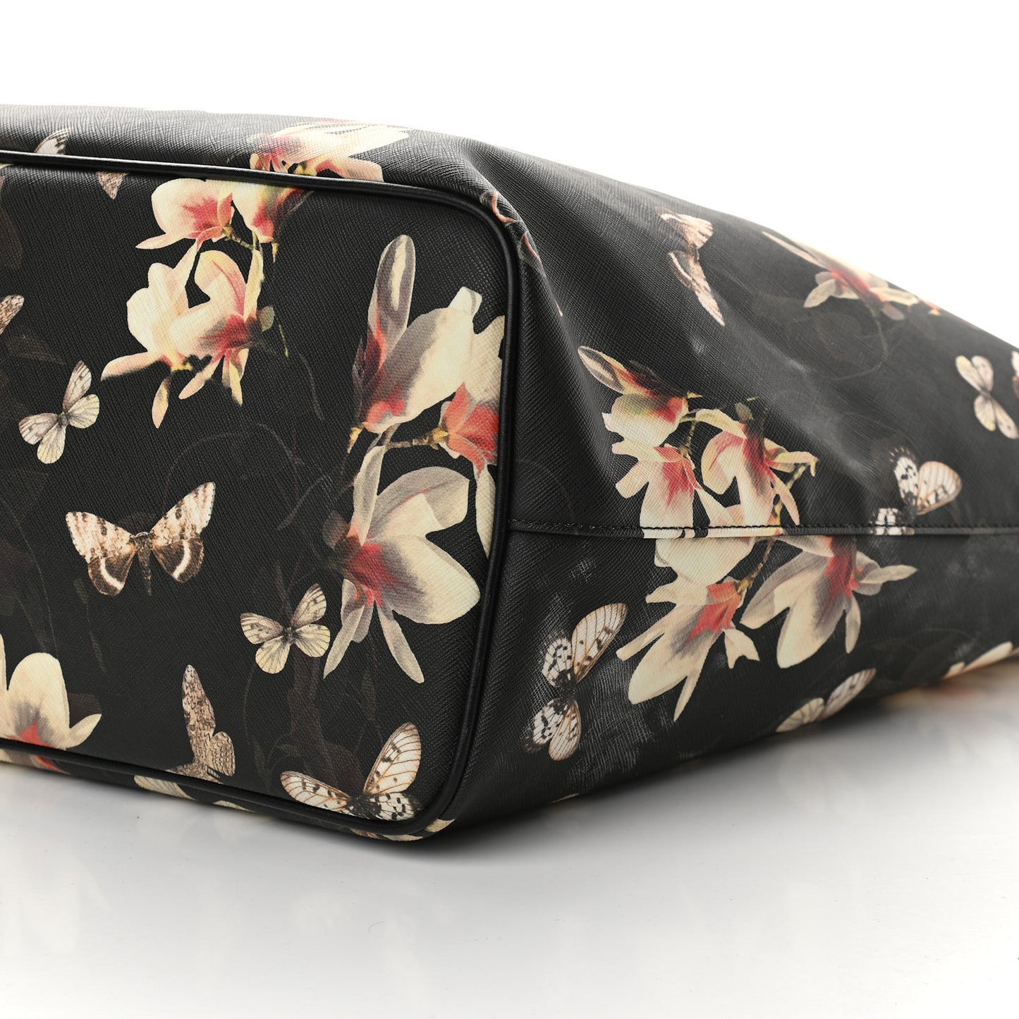 Textured Coated Canvas Magnolia and Moth Print Large Antigona Tote