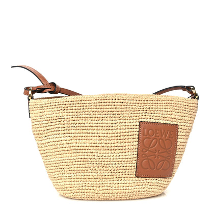 Loewe Calfskin Raffia Slit Pochette Bag Natural Tan 1 of 8