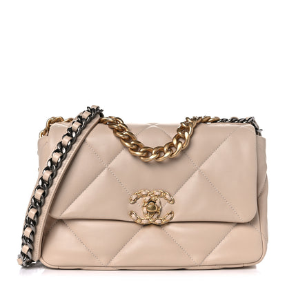 Chanel Lambskin Quilted Medium Chanel 19 Flap Beige 1 of 9