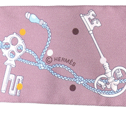 Hermes Silk Les Cles A Pois Twilly Marron Glace Gris 3 of 4