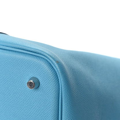 Hermes Epsom Tressage De Cuir Picotin Lock 22 MM Bleu du Nord Rouge Coeur Bleu du Nord 9 of 11