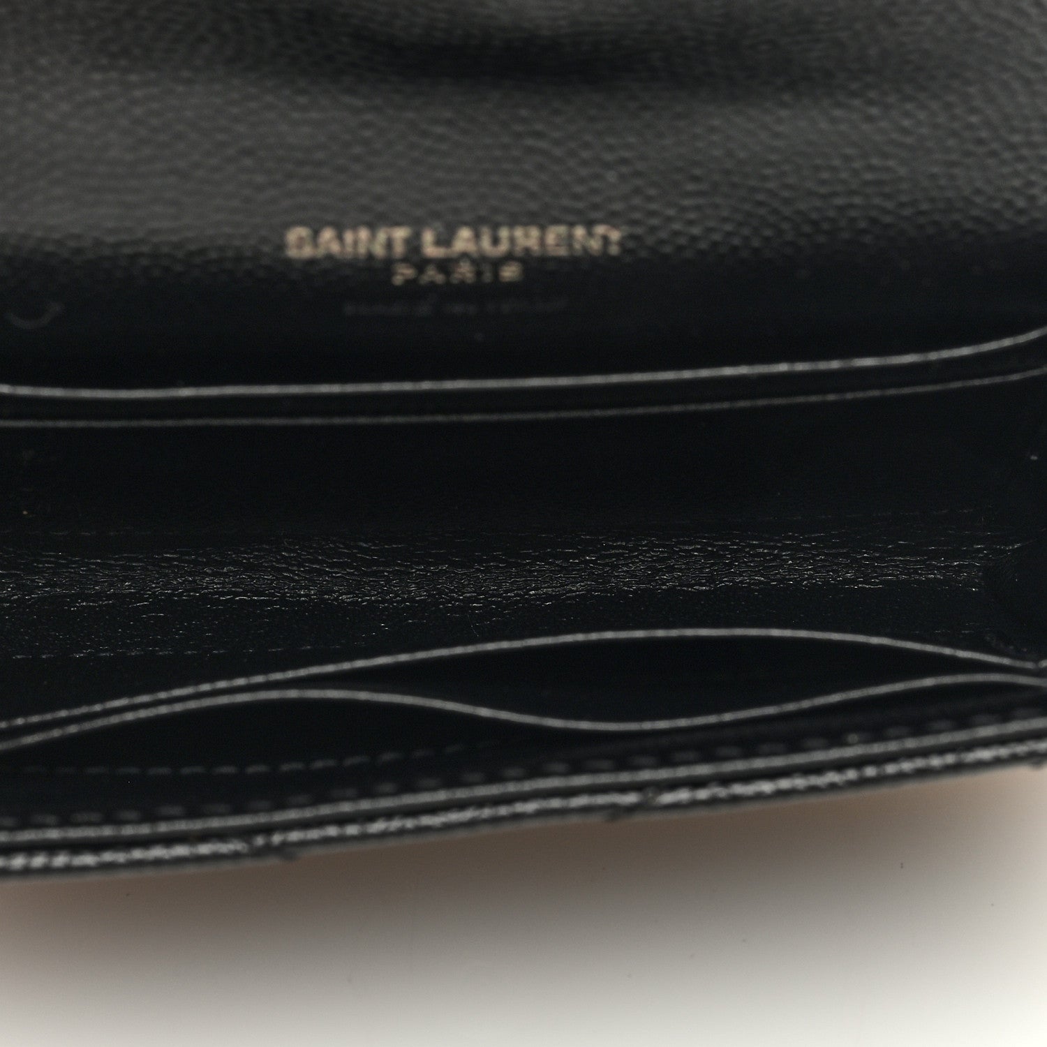 Saint Laurent Grain De Poudre Matelasse Chevron Small Monochrome Monogram Envelope Wallet Black 5 of 6