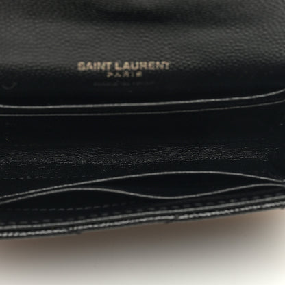 Saint Laurent Grain De Poudre Matelasse Chevron Small Monochrome Monogram Envelope Wallet Black 5 of 6