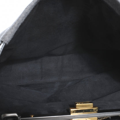 Fendi Flannel Large Peekaboo Iconic Satchel Grey 8 of 9