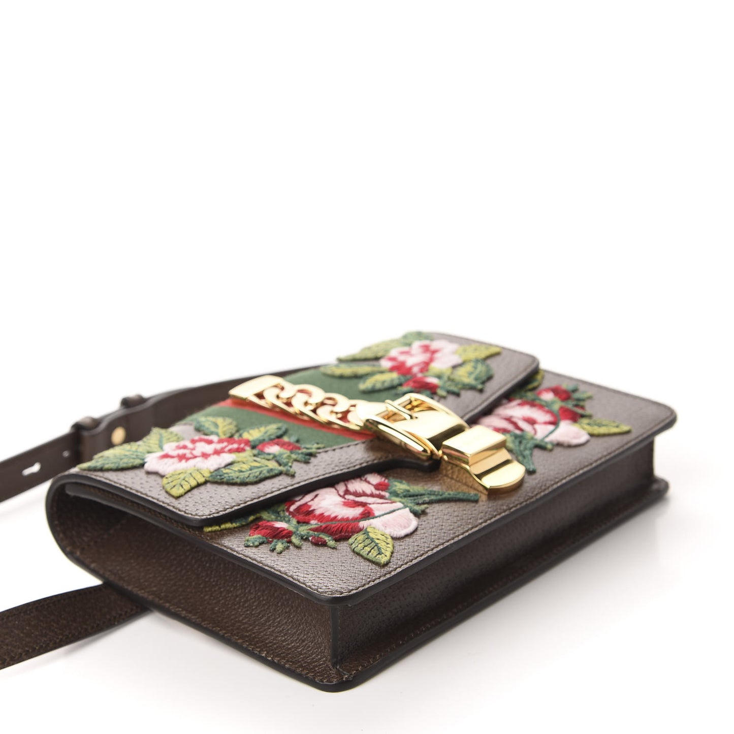 Calfskin Embroidered Sylvie Belt Bag 85 34 Brown