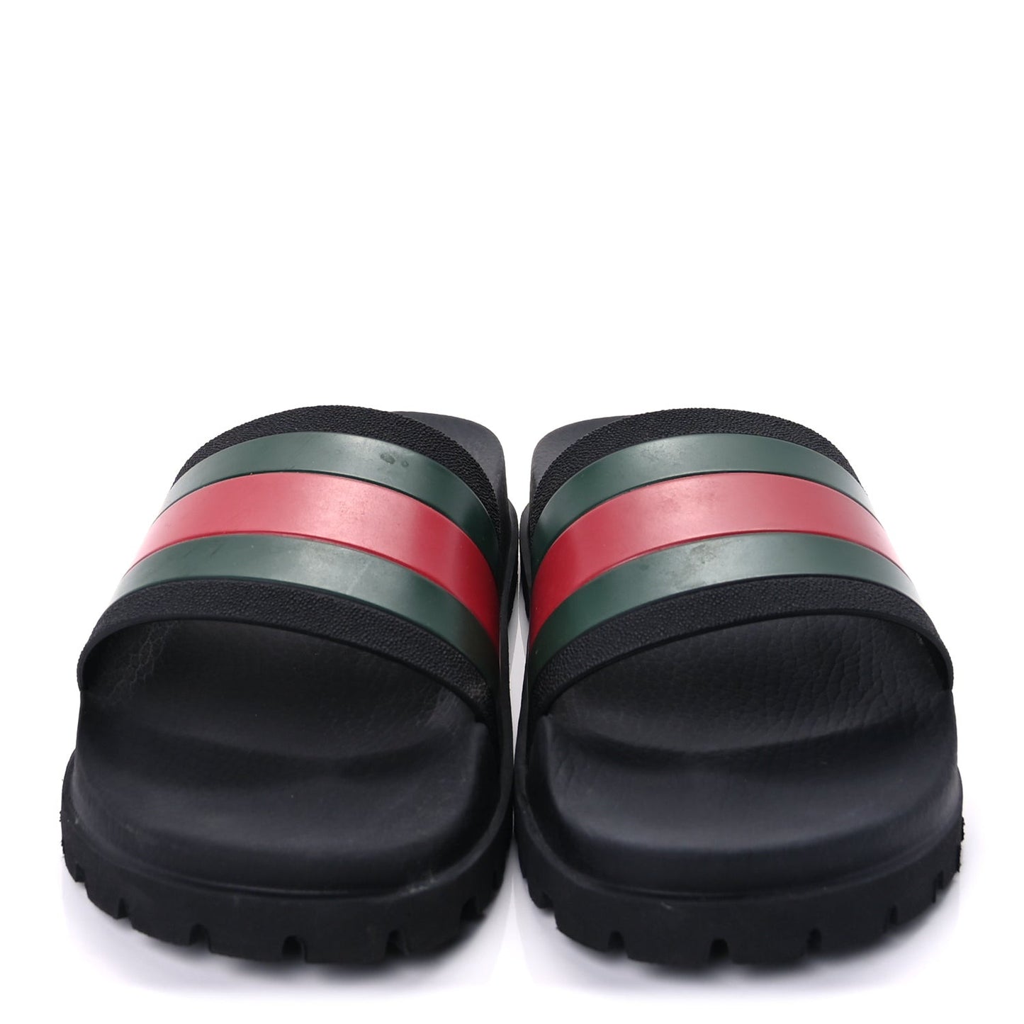 Rubber Web Mens Lug Sole Slide Sandals 10  Black Green Red