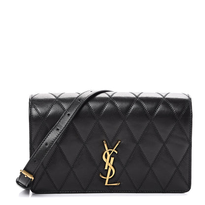 Saint Laurent Lambskin Diamond Quilted Monogram Angie Chain Bag Black 1 of 17