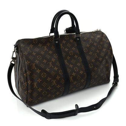 Louis Vuitton Monogram Macassar Keepall Bandouliere 45 Black 3 of 9