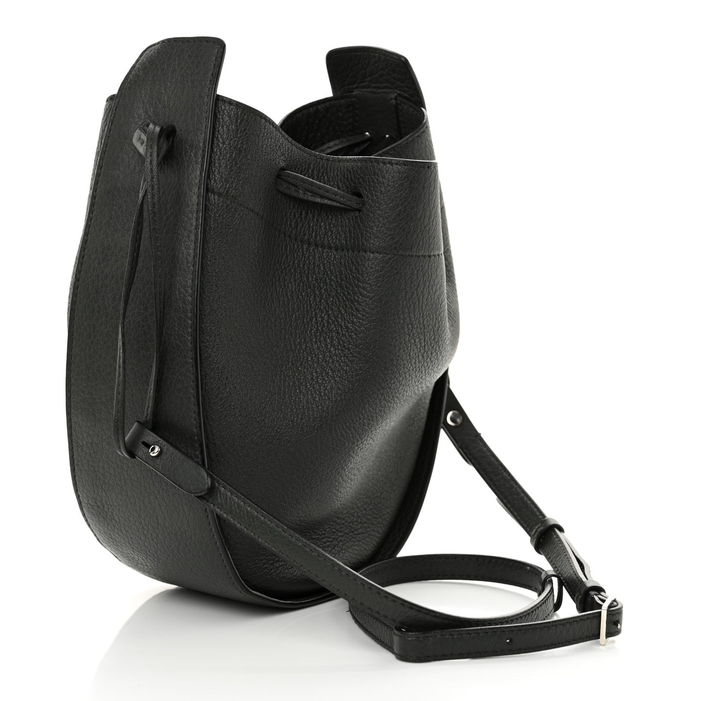 Grained Calfskin Drawstring Pouch Grey