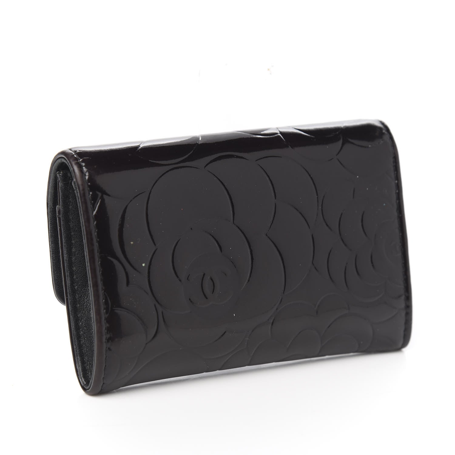 Chanel Patent Camellia Embossed Card Holder Black 2 of 8