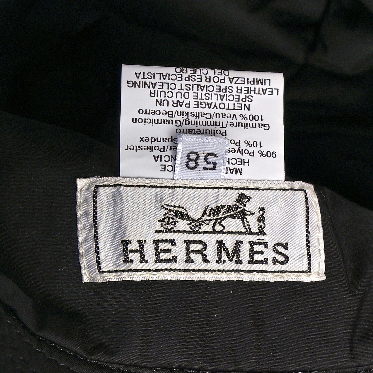 Hermes Polyester Nylon Motsch Bucket Hat 58 Black 7 of 7