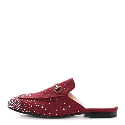 Gucci Crystal Canvas GG Monogram Nappa Womens Princetown Slippers 39 6 Rosso Ancora 1 of 7