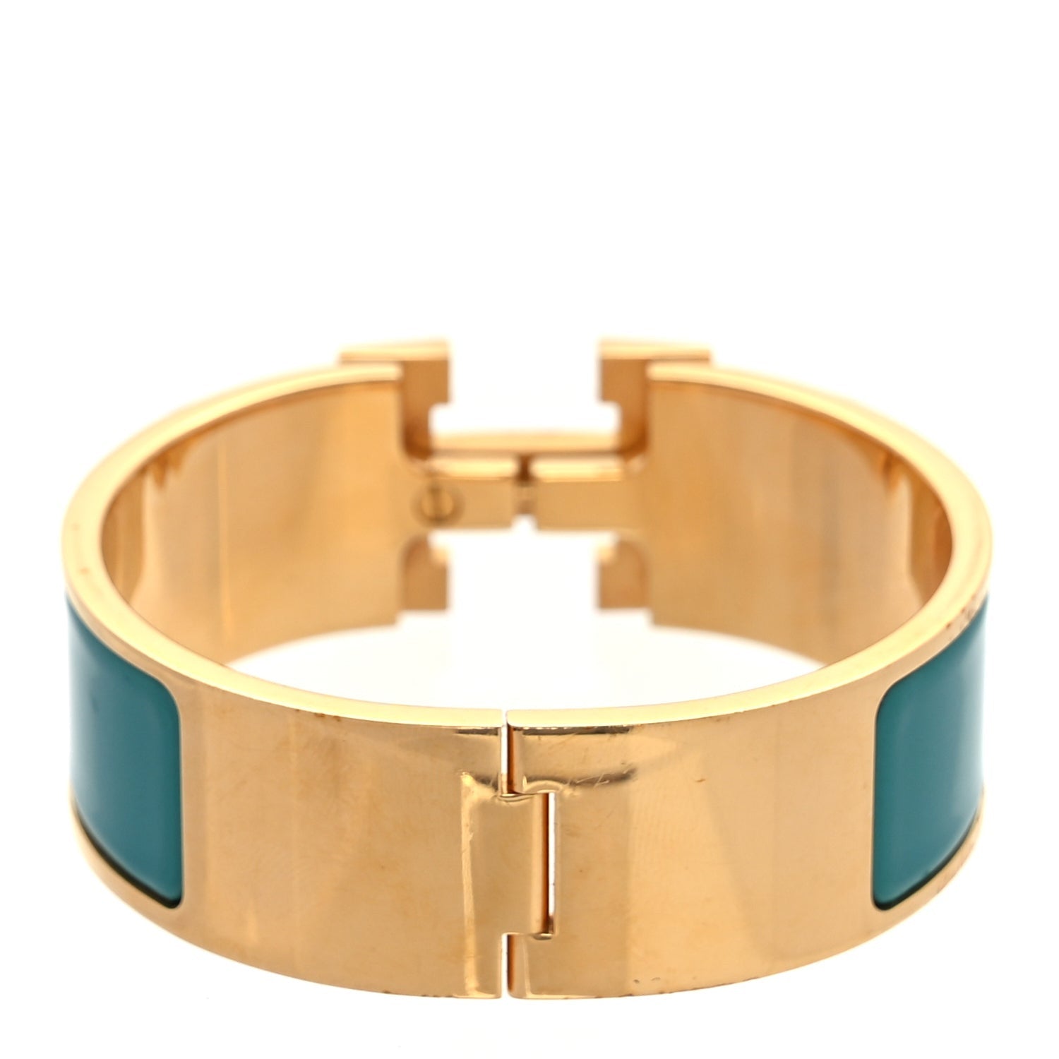 Hermes Enamel Wide Clic Clac H Bracelet PM Malachite 2 of 3