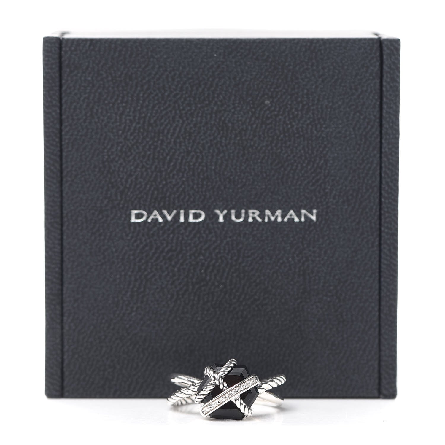 David Yurman Sterling Silver Diamond Black Onyx 10mm Cable Wrap Ring 57 8 6 of 6