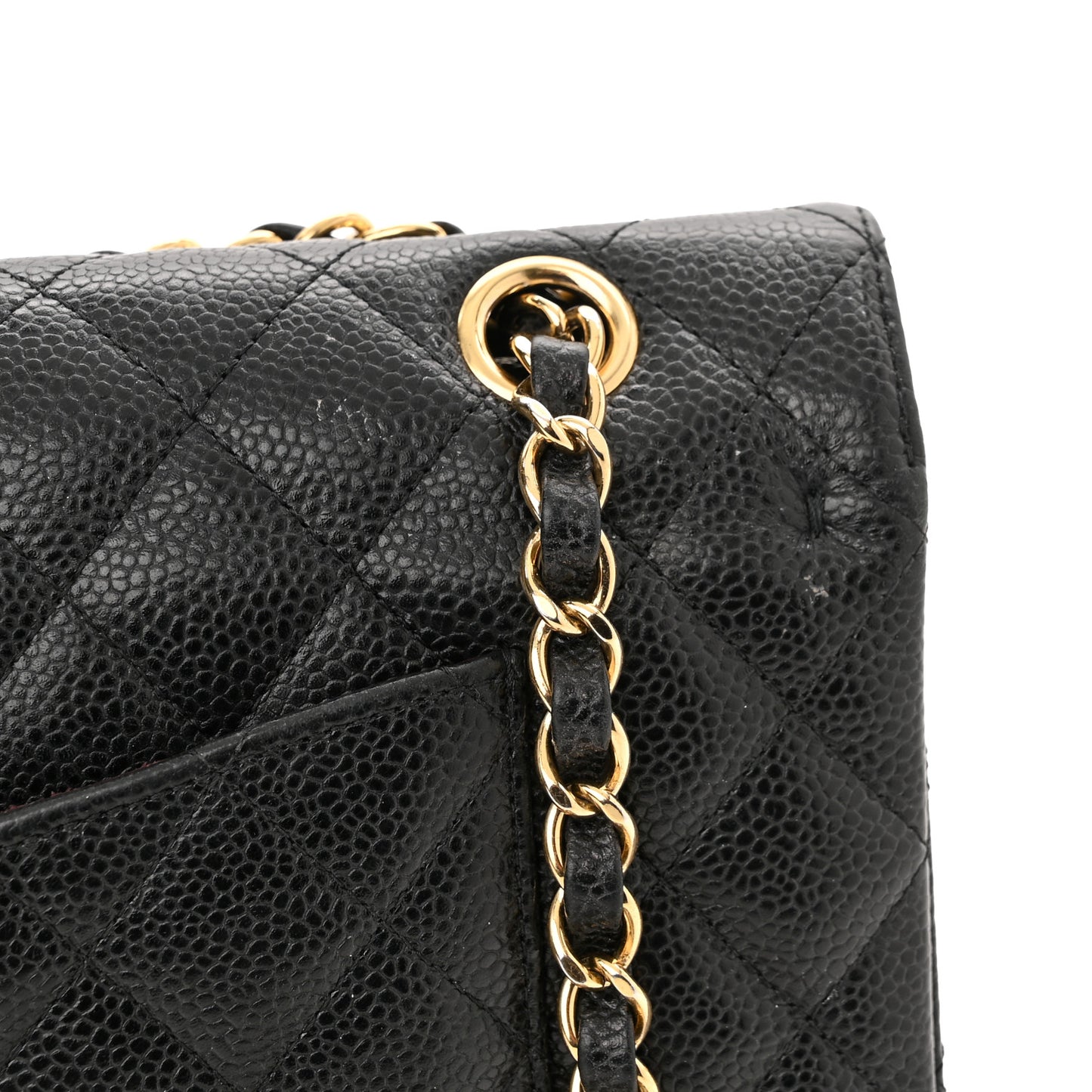Caviar Quilted Medium Double Flap Black