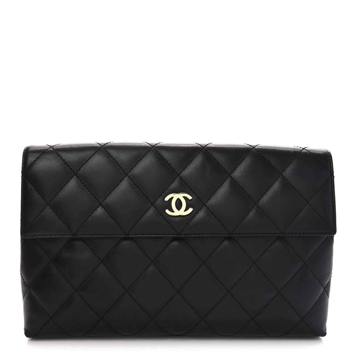 Lambskin Quilted Clutch Black