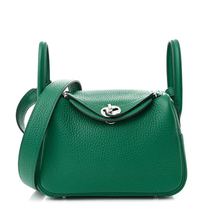 Hermes Taurillon Clemence Mini Lindy 20 Vert Vertigo 1 of 7