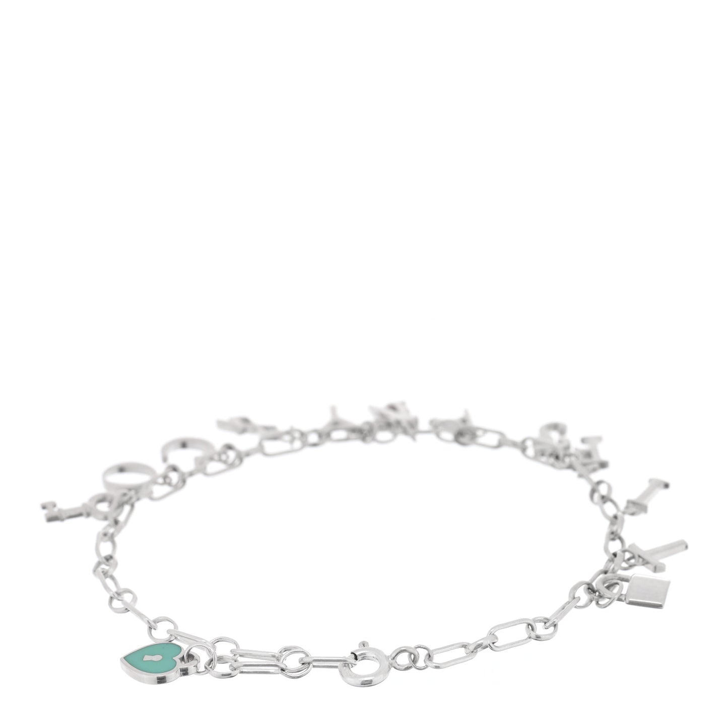 Sterling Silver Enamel Love Notes Logo Charm Bracelet Blue