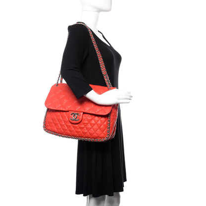 Chanel Washed Lambskin Quilted Maxi Chain Around Flap Red 2 of 11