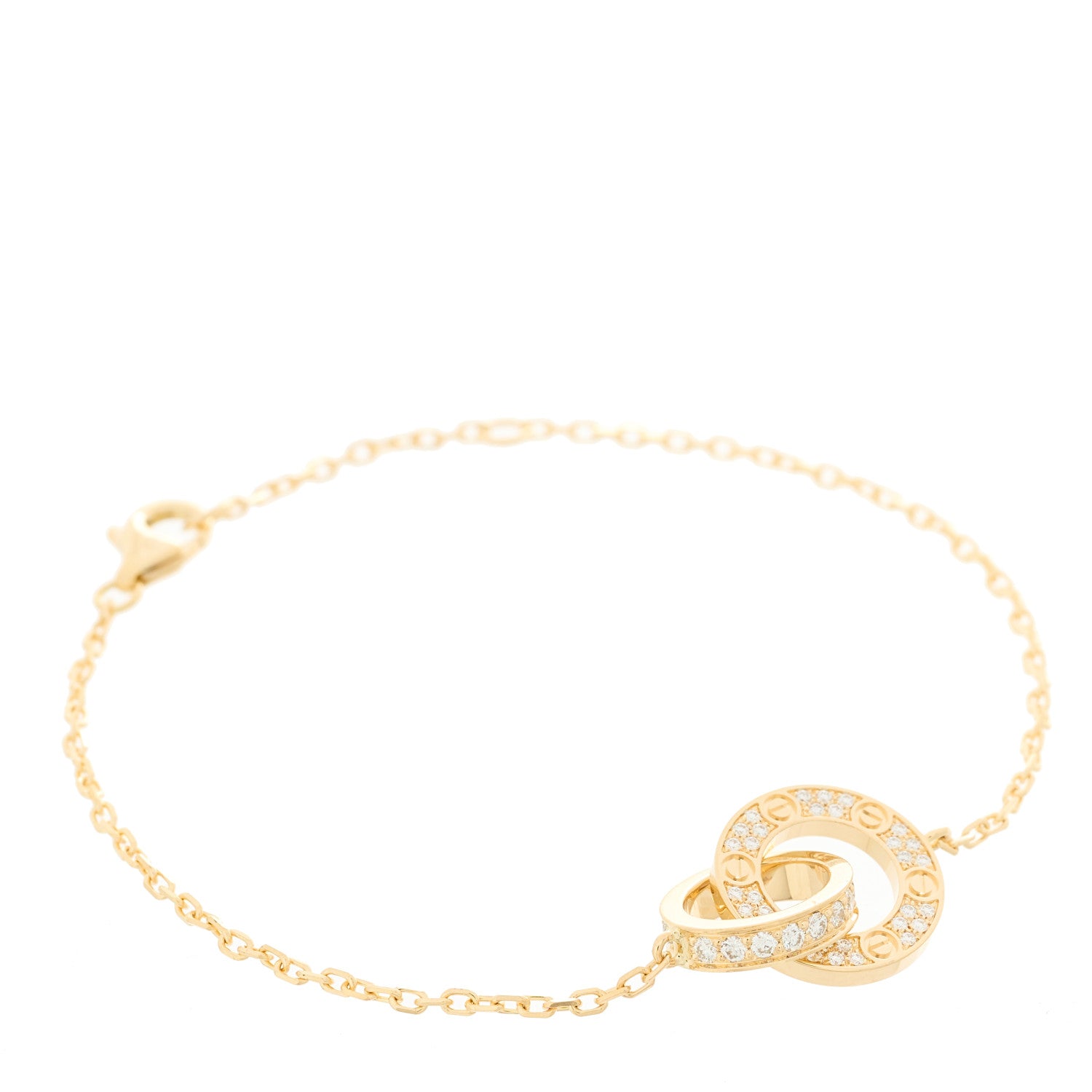 Cartier 18K Yellow Gold Diamond Pave Love Chain Bracelet 1 of 4