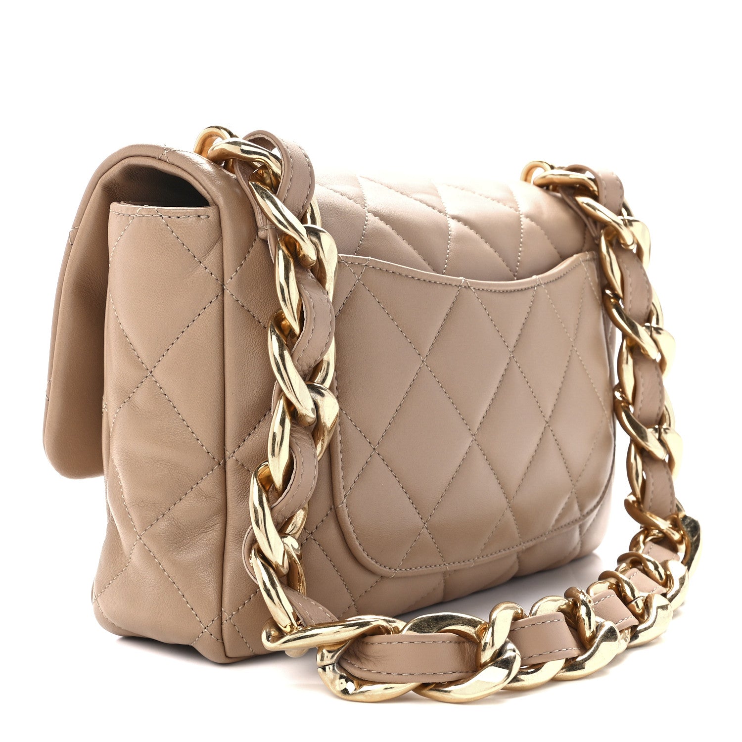 Chanel Lambskin Quilted Large CC Funky Town Flap Beige 3 of 12