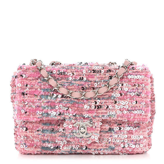 Chanel Sequin Mini Rectangular Flap Light Pink Silver 1 of 1