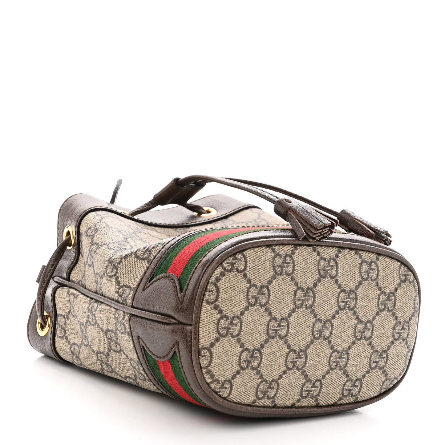 GG Supreme Monogram Web Mini Ophidia Bucket Bag Brown