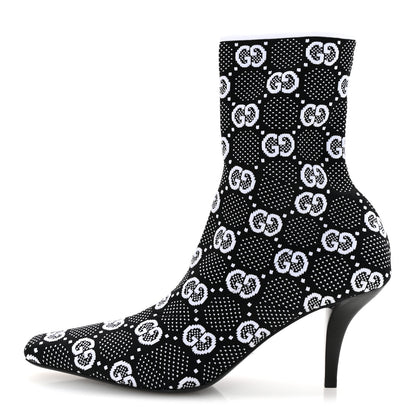Gucci Technical Jersey Knit GG Monogram Square G 75mm Ankle Boots 38 Black Great White 1 of 9