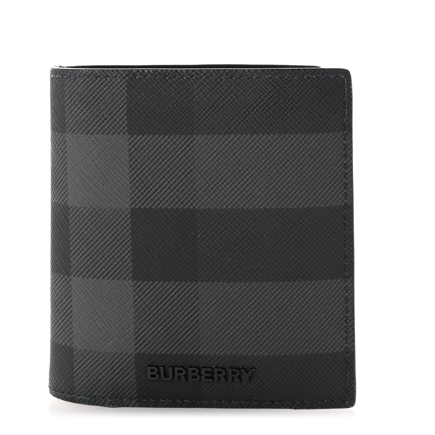 Charcoal Check Calfskin Bi-Fold Wallet