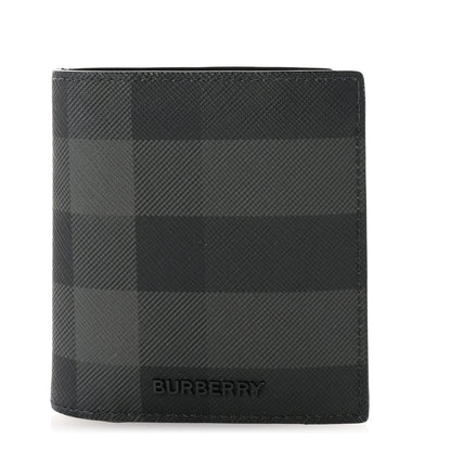Burberry Charcoal Check Calfskin Bi-Fold Wallet 1 of 8