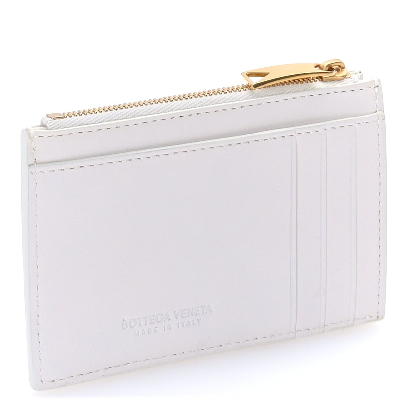 Nappa Intreccio Cassette Zipped Card Case White