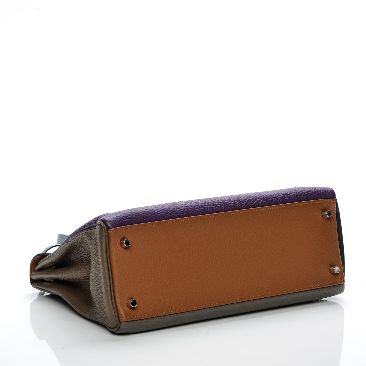 Taurillon Clemence Arlequin Kelly Retourne 32 Ultraviolet Etain