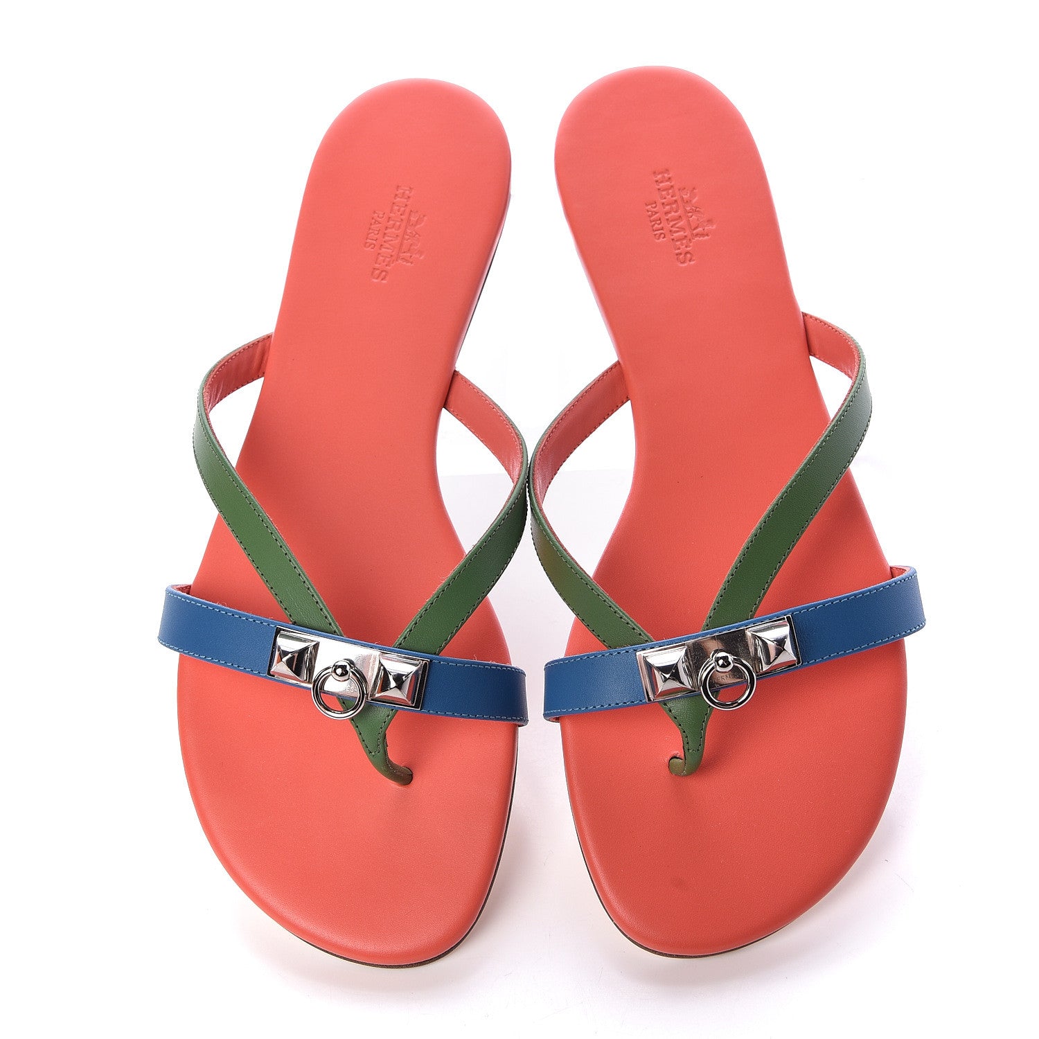 Hermes Nappa Calfskin Corfou Sandals 37 Multicolor Celeste 5 of 9
