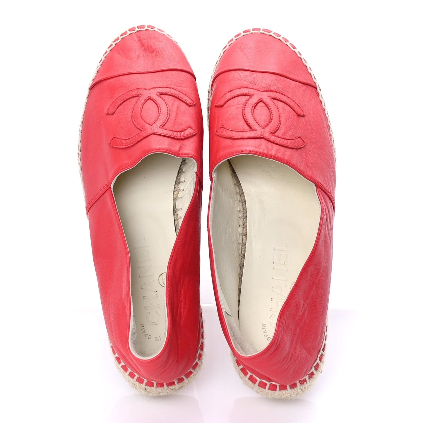 Lambskin CC Espadrilles 37  Red