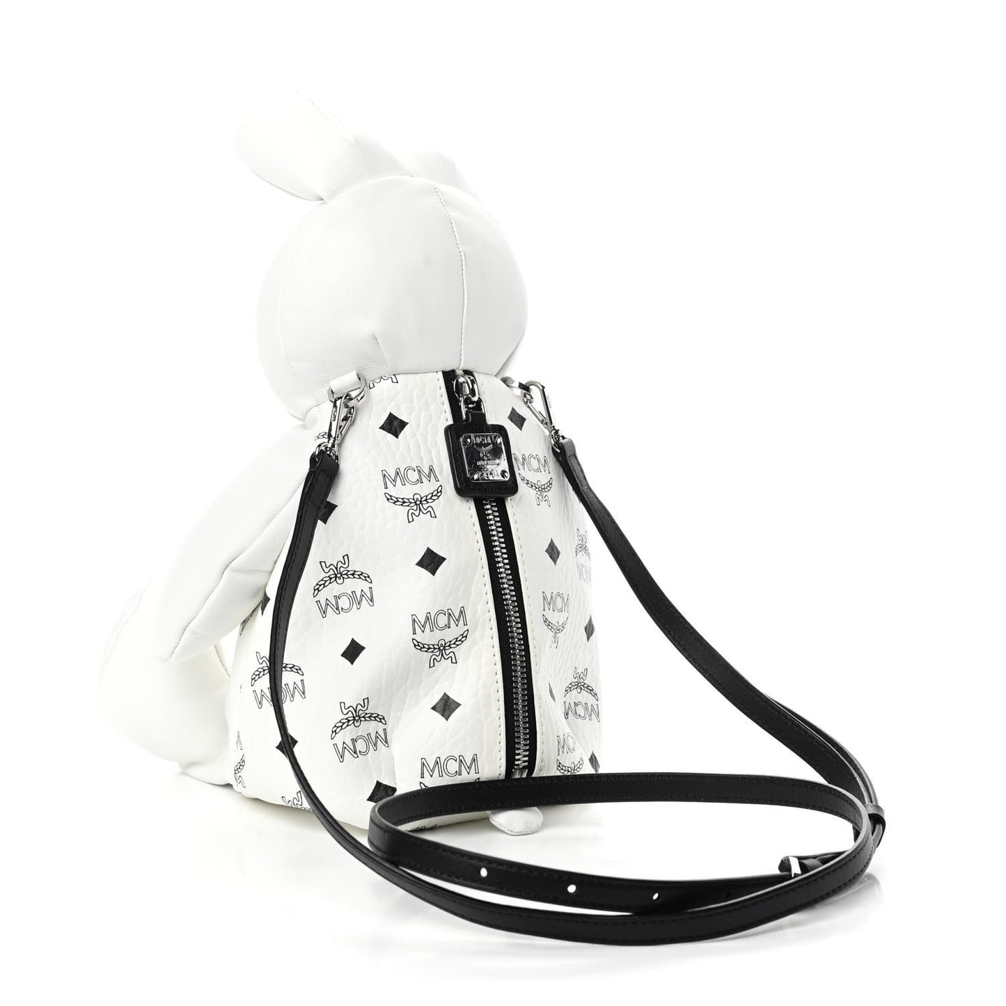 Calfskin Visetos Bear Zoo Doll Backpack White