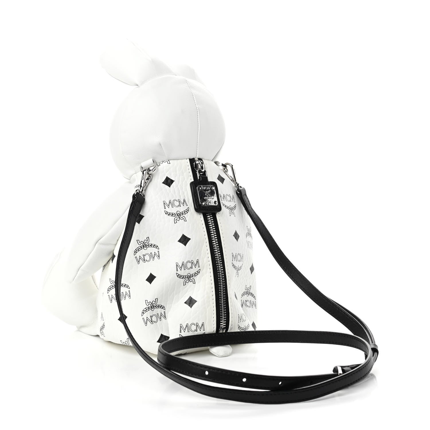 MCM Calfskin Visetos Bear Zoo Doll Backpack White 3 of 9