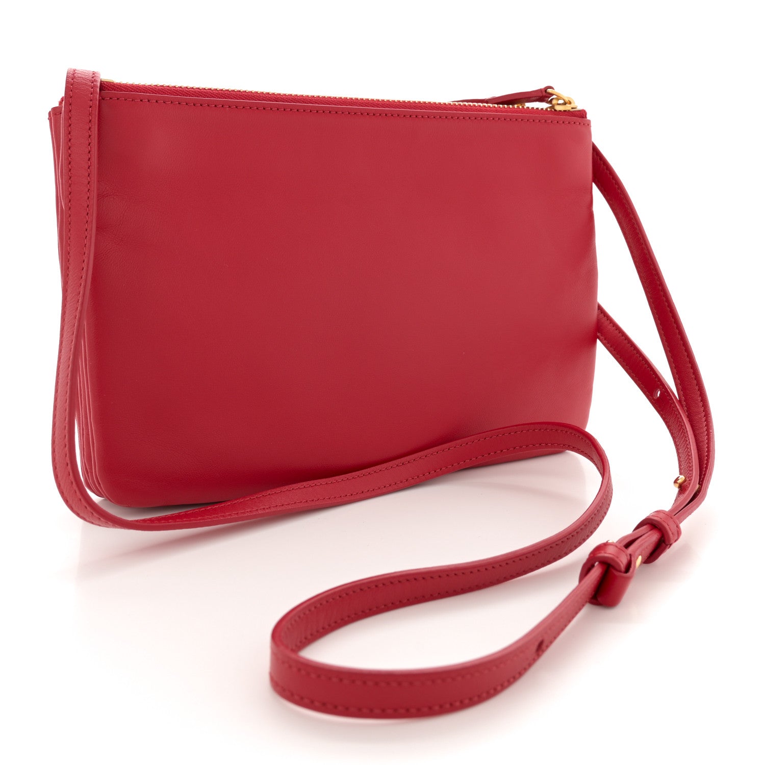 Celine Lambskin Small Trio Crossbody Bag Red 3 of 12