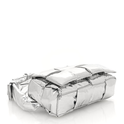 Bottega Veneta Metallic Lambskin Maxi Intrecciato Padded The Belt Cassette Bag Silver 4 of 10