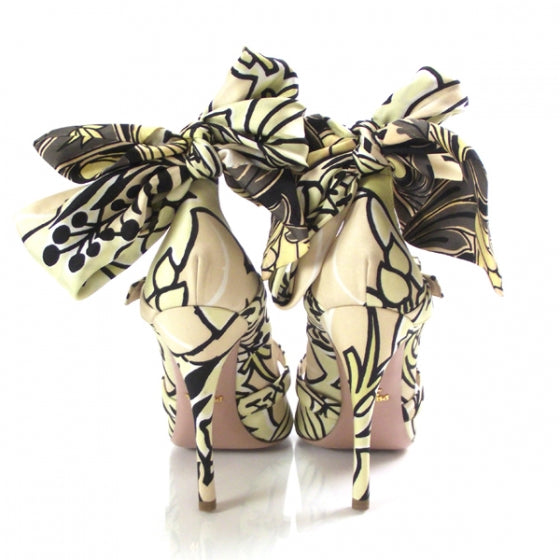 Twill Floral Bow Pumps 40