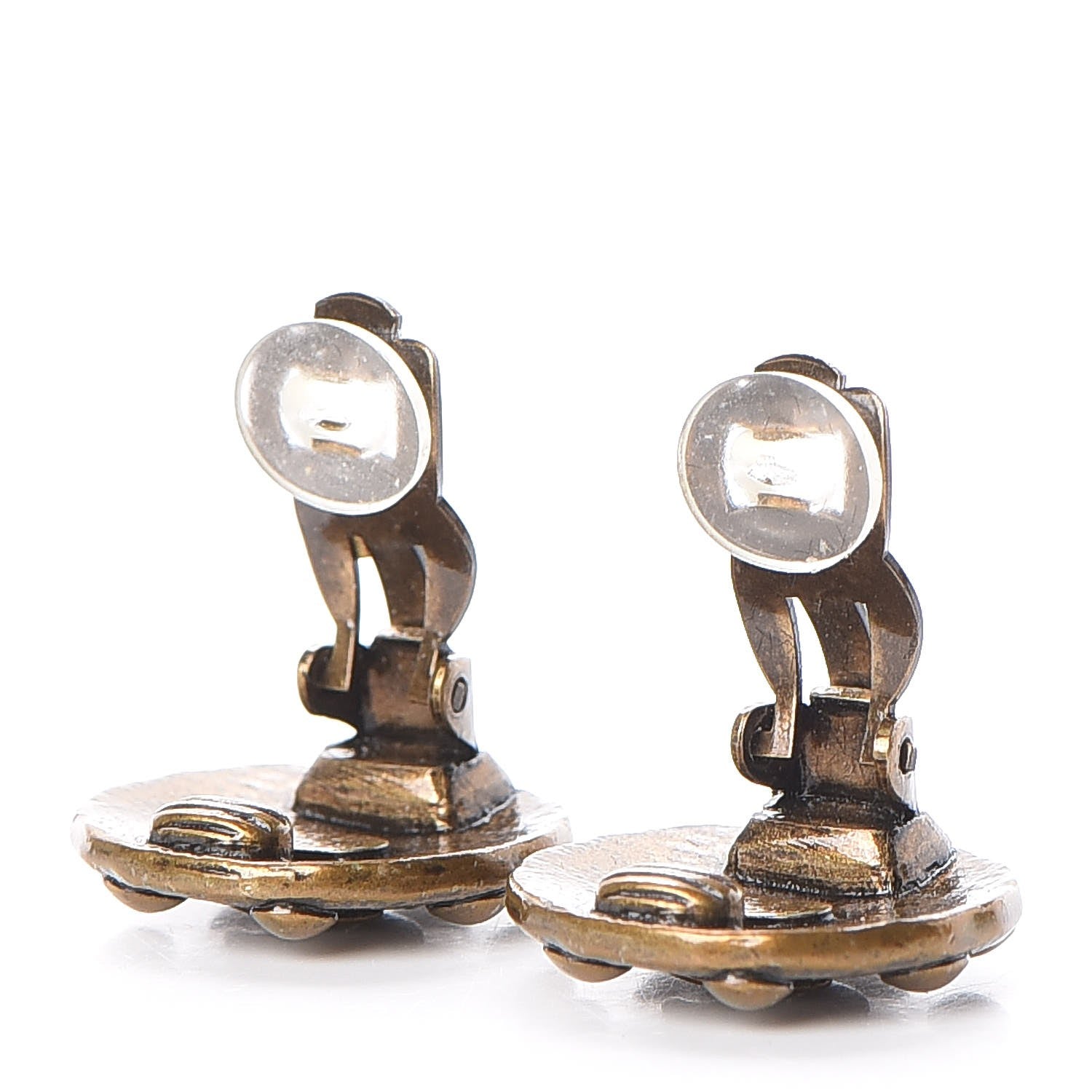 Chanel CC Round Clip On Earrings Bronze 4 of 5
