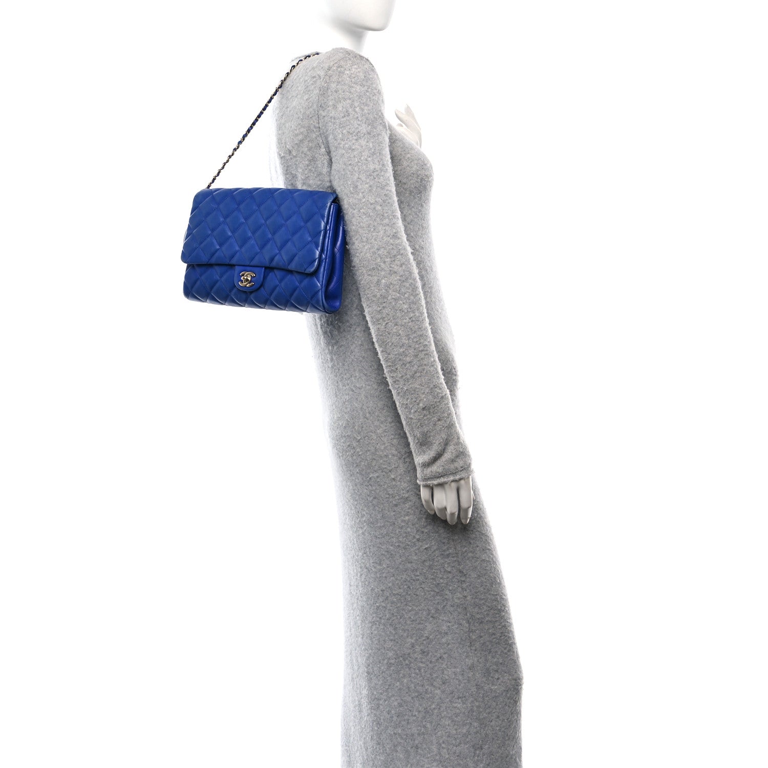 Chanel Lambskin Quilted Clutch Flap Blue 2 of 10