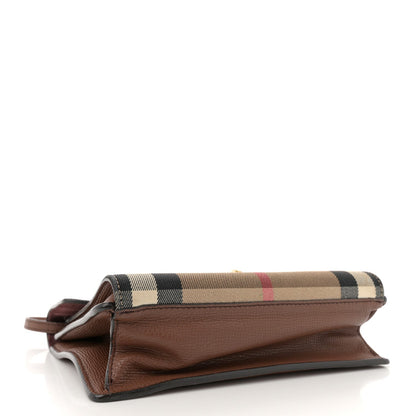 Burberry Derby Calfskin House Check Small Macken Crossbody Bag Tan 4 of 7