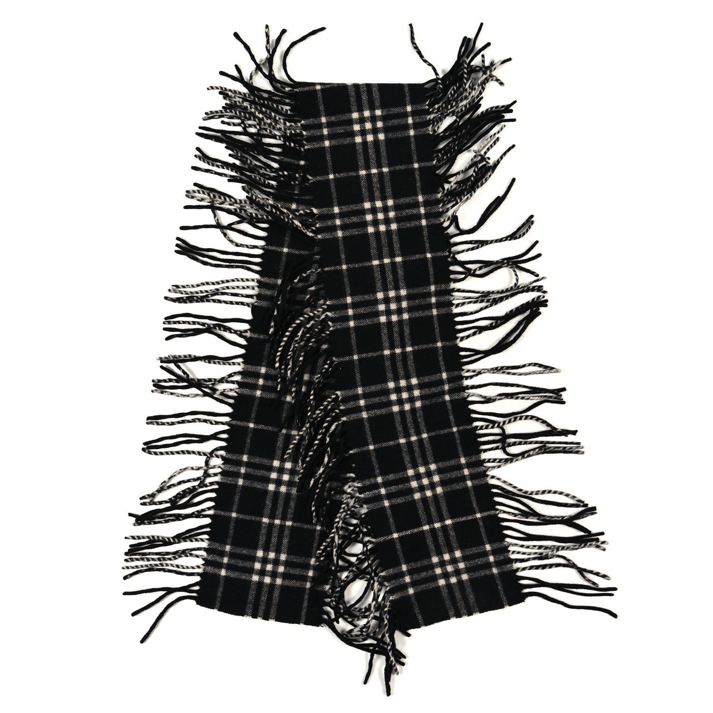 Cashmere Check Happy Fringe Scarf Black Calico