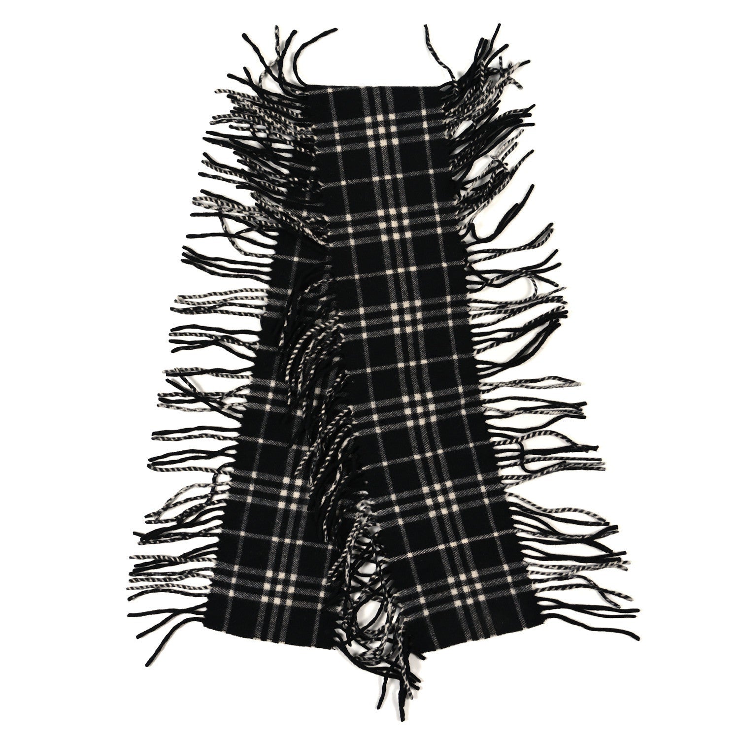 Burberry Cashmere Check Happy Fringe Scarf Black Calico 2 of 4