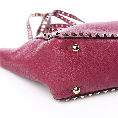Valentino Garavani Grained Calfskin Small Rockstud Tote Deep Cyclamin 8 of 11