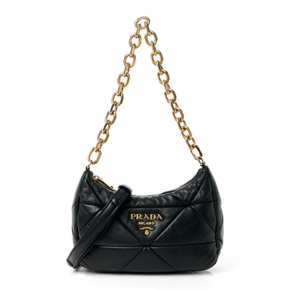Prada Nappa Re-Nylon Triangle Quilted Patchwork System Shoulder Bag Black 1 of 12