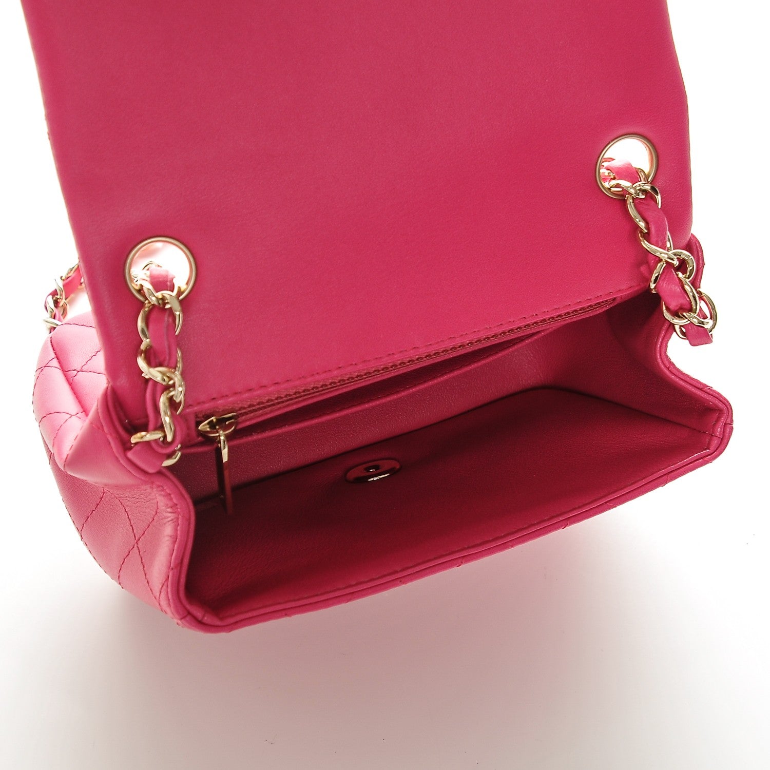 Chanel Lambskin Quilted Mini Square Flap Fuchsia 5 of 7